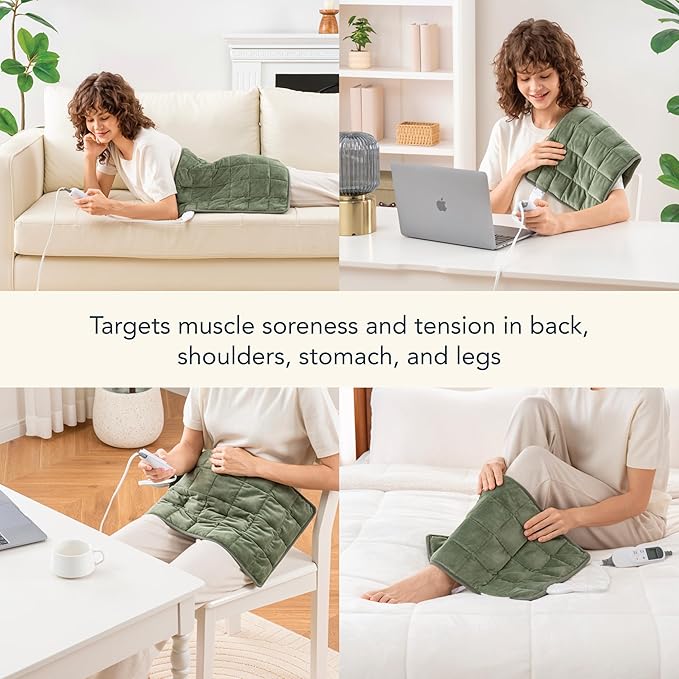 Berkshire Blanket Weighted Heating Pad - 12"x24" Electric Heat Wrap with 10 Heat Settings & Auto Shut Off - Soothing Heat Wrap for Back, Neck, Shoulders, Legs, Abdomen - Machine Washable & Portable