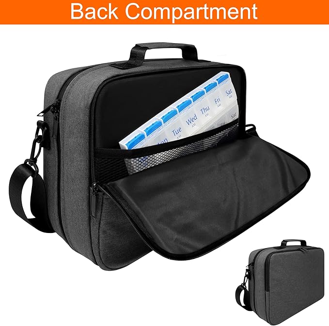 Extra-Large Customizable Modular Pill Bottle Organizer, Medicine Bag, Carrier for Medications, Vitamins, and Medical Supplies - Travel Medicine Organizer, Med Bag - Dark Gray (Optional Lock)