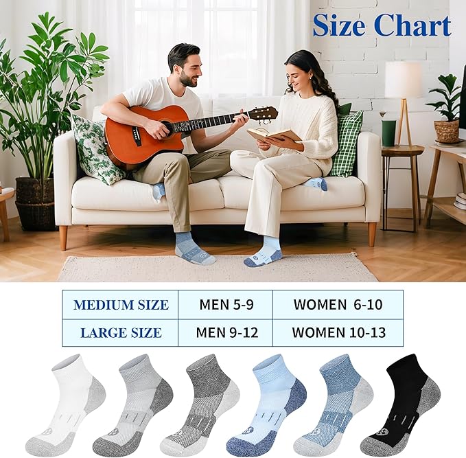 Diabetic Socks for Men,6 Pairs Ankle Mens Diabetic Socks,Diabetic Neuropathy Socks for Men Size 9-11/10-13/13-15.
