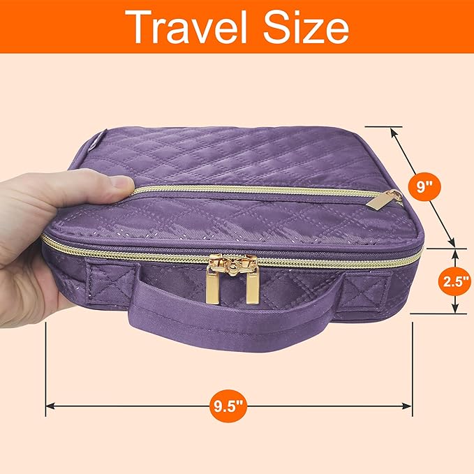 Medium Pill Bottle Organizer, Medicine Bag, Case, Carrier for Medications, Vitamins, and Medical Supplies - Travel Medicine Organizer Home Storage Med Bag - Ultrasonic Purple (Without Lock)