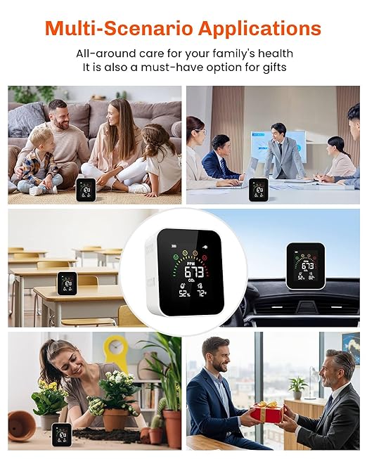 Air Quality Monitor Indoor for CO2, Temp, Humidity, YOWEXA 400-10,000 PPM Carbon Dioxide Detector with NDIR CO2 Sensor & Color Screen, 3 Adjustable Backlight CO2 Monitor for Home/Office/Car/Plant