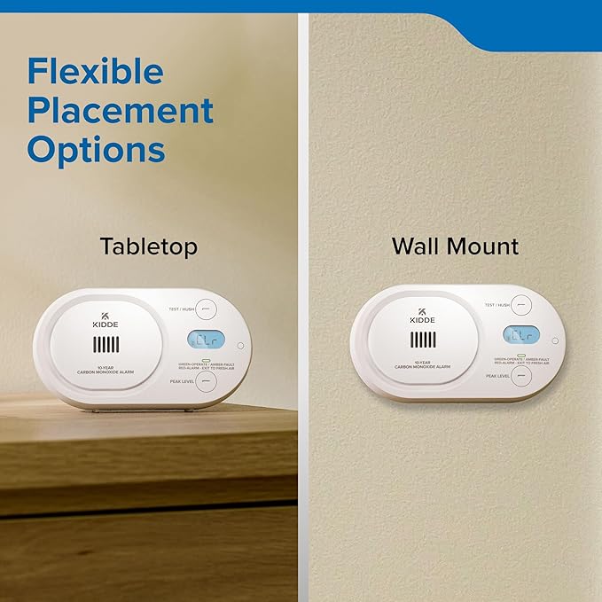Kidde Carbon Monoxide Detector, 10-Year Battery Powered, Digital Backlit Display, LED Status Indicators, 85 dB Alarm, 5th Edition, COBD10