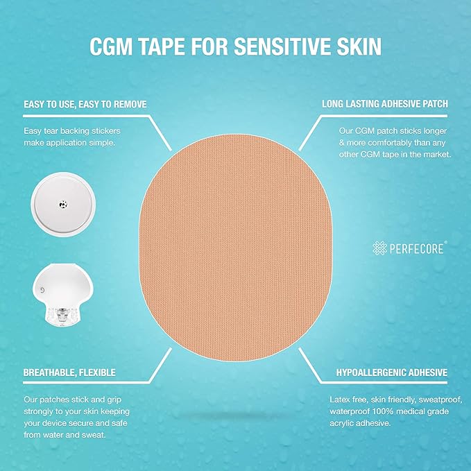 Adhesive Bandage Patches Compatible with Freestyle Libre Enlite Guardian (30-Pack) – Waterproof, Sweatproof Continuous Glucose Monitor Sensor Cover Tape – Diabetes & Diabetic Supplies – Nude