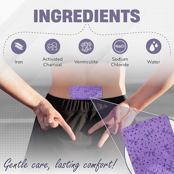 Period Cramp Relief Menstrual Patch – Heat Pads for Pain Relief & PMS | Portable Heating Pad | Emberly Self-Heating Patch for Women, Back Pain & Muscle Comfort | Adhesive, Travel-Friendly Long-Lasting