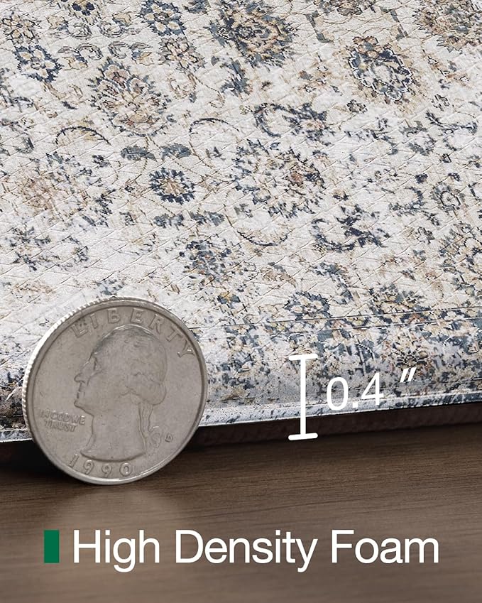 LUMI Anti-Fatigue Kitchen Floor Mats Set of 2,Cushioned Comfort Standing Rug Waterproof 2PCS, Non-Slip Ergonomic Foam Runner for Sink, Laundry, Office & Home,17x29+17x59,Fog Nest