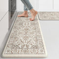 KIMODE Anti Fatigue Mats for Kitchen Floor,Kitchen Rugs Sets of 2 Non Slip,Padded Cushioned Kitchen Floor Mats,Memory Foam Kitchen Mat for Sink Laundry Office Desk,17"x29.5"+17" x47”,Khaki