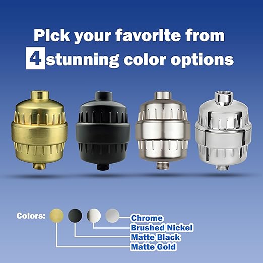 Shower Head Filter for Hard Water -15 Stage High Output Water Filter with 2 Replacement Cartridges, Removes Chlorine & Fluoride for Healthier Skin and Hair. (Brushed Nickel)