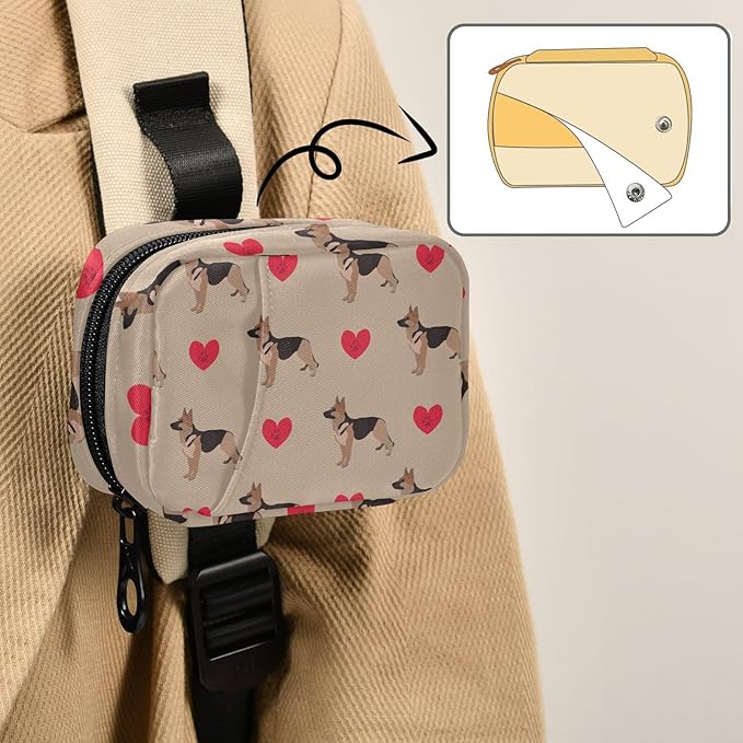Pill Box German Shepherd Dog Heart 7 Day Pill Case Travel Pill Organizer Bag with Zipper Portable Weekly Vitamin Medicine Supplement Holder Pouch Bag