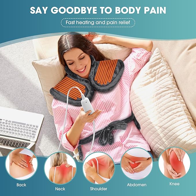 Boileau Electric Heating Pad for Back Pain Relief, Birthday Gifts for Women Men Mom Dad Elderly, Self Care Gifts for Him Wife Husband, Neck Shoulder Back Pain Relief 24"x33" Large Heating Heat Pad