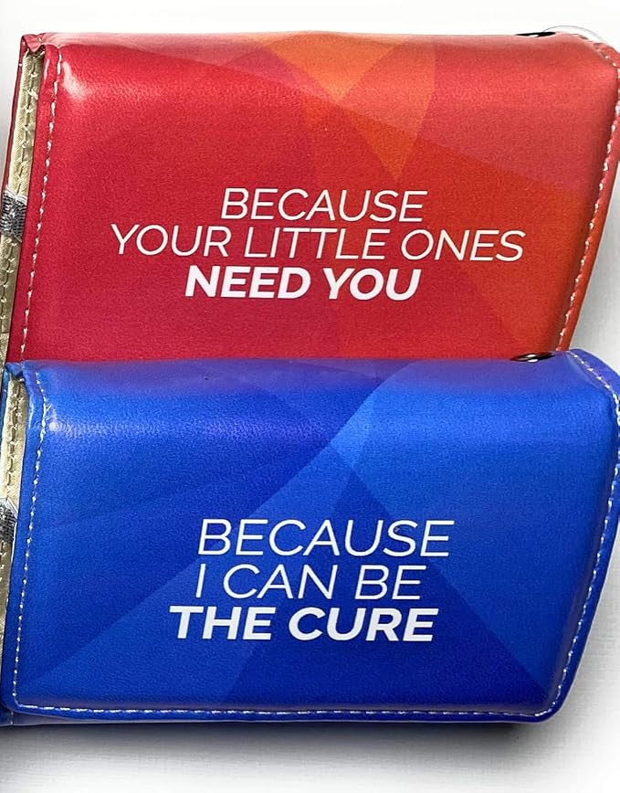 Weekly Pill Box Organizer, 8 Compartments, Portable Travel Pill Case, Folding Cover to Hold Medication, Supplements - Inspirational Blue