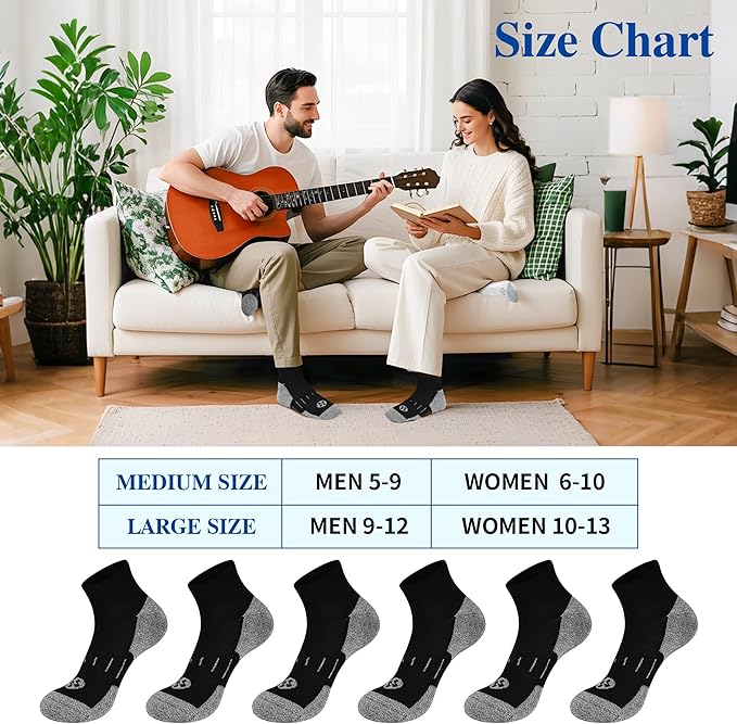 Diabetic Socks for Men,6 Pairs Ankle Mens Diabetic Socks,Diabetic Neuropathy Socks for Men Size 9-11/10-13/13-15.