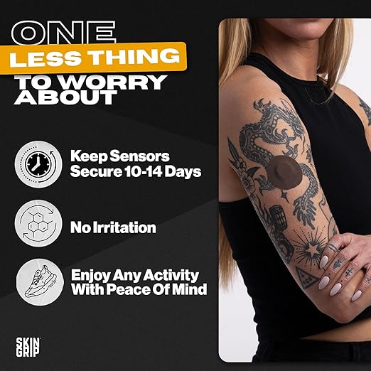 Skin Grip Freestyle Libre 3 Sensor Covers-Waterproof & Sweatproof Adhesive Patches for 10-15 Days (Not for Libre2), Pre-Cut CGM Sensors Cover, Compatible with Instinct Sensors- 20 Pack, Basic Pack
