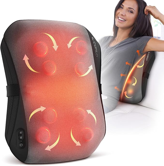 Back Massager for Pain Relief Deep Tissue FSA Eligible HSA, Upgrade 8 Massage Nodes for Upper and Lower Back, Shiatsu Back Massager with Heat for Chair, for Women Men(Corded)