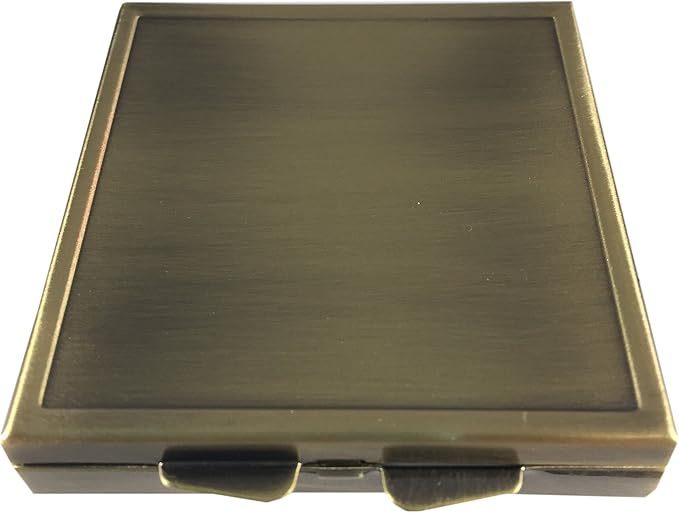 Elegant Brass Pill Box with Four Compartments – Compact 2.5 Inch Square Travel Pill Organizer – Stylish and Durable Case for Daily Pills, Vitamins, and Supplements