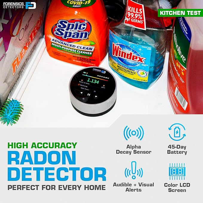 Radon Detector by Forensics | Home Use | Upgraded 20-Year Sensor Life | Version 2.0 |