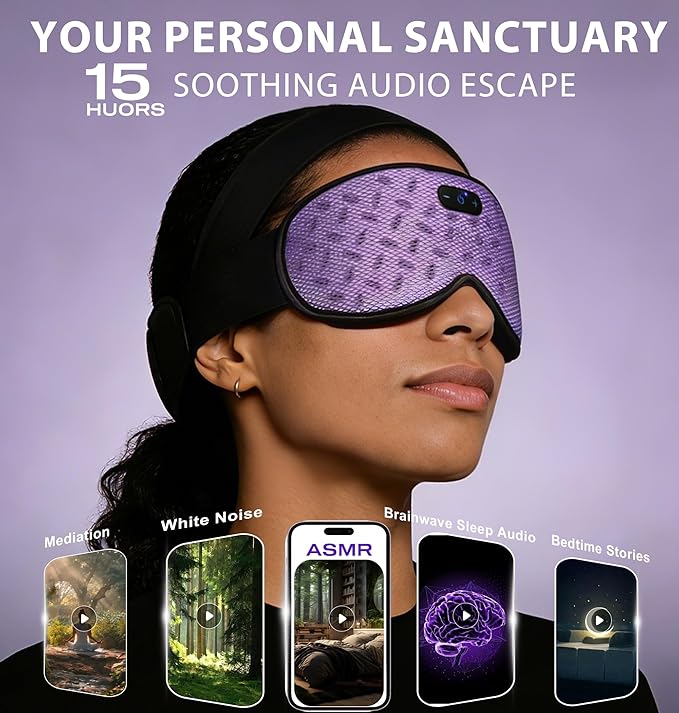 Sleep Mask Headphones Bluetooth 5.4 with 3D Removable Hot & Cold Compress, TOPOINT Weighted Eye Mask Blackout Soft, Cooling Breathable for Women Men Deep Sleep Relax Tired Eyes Migraine Office Travel