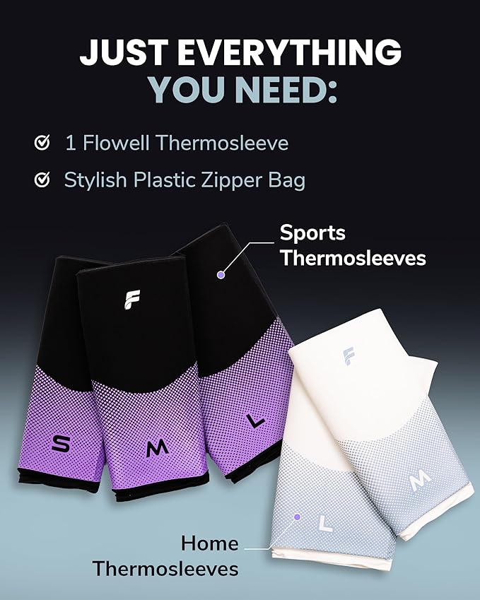 Flowell Home Thermosleeve - Dual-Temperature Heat Pack or Ice Sleeve for Arm with Hydrogel - Versatile Hot & Cooling Pad Joint Wraps & Muscle Compression - Single, Large