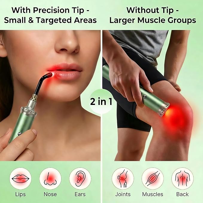 Red Light Therapy Wand, 2-in-1 Handheld Device for Lip & Mouth Care, Red & Infrared Light for Muscle & Joint Comfort, 5 Wavelength Modes (460nm, 630nm, 660nm, 850nm, 900nm), Rechargeable