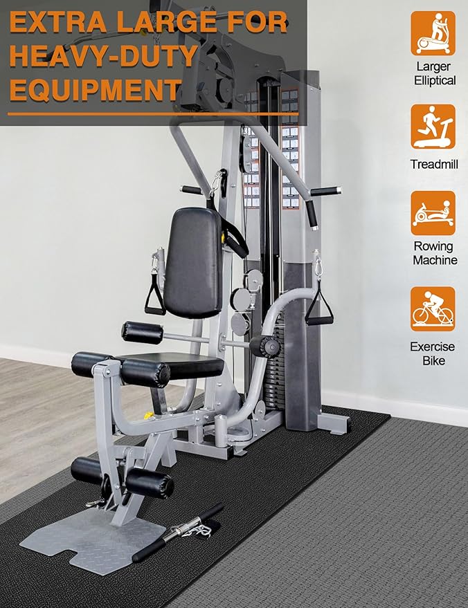 Treadmill Mat 96"x36", WERCHO Walking Pad Mat for Carpet Hardwood Floors 6mm Heavy-Duty Exercise Equipment Mat for Rowing Machine, Treadmil Pad, Spin Bike, Elliptical Trainer, Home, Gym