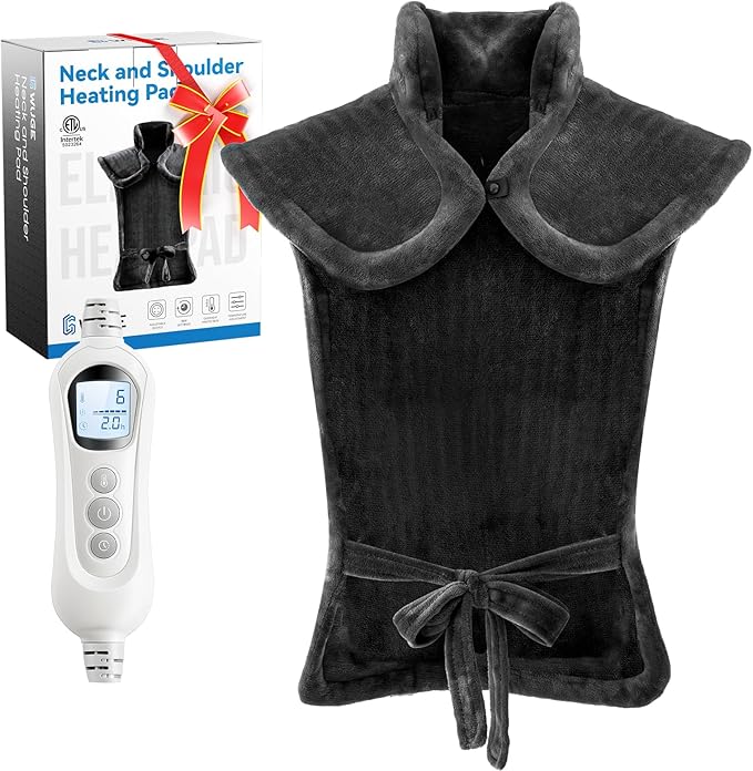 Heating Pad for Neck Shoulder and Back, Valentines Day Gifts for Her Him, Birthday Gift for Women Men Mom, Deeper Pain Relief,Large Weighted Heat Pad, ETL Certified, Gray