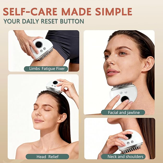 Lymphatic Contour Face Brush - Electric Face Massager with 9-Level Vibration & Microcurrent for Lymphatic Drainage, Puffiness Reduction, Double Chin and Jawline Sculpting (White)