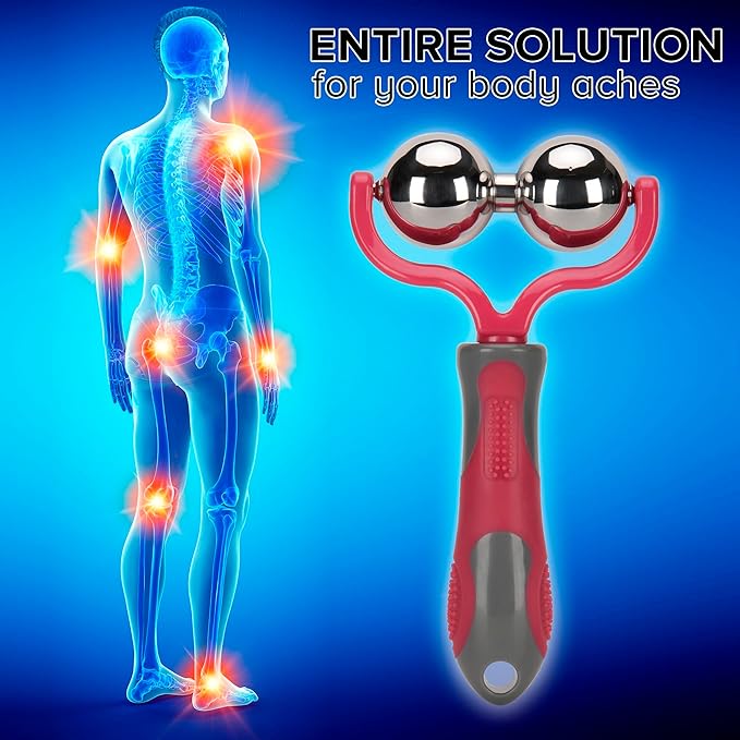 Nobility Massage Ball Roller– Ice Cold and Hot for Deep Tissue and Sore Muscle Relief of Stiffness and Stress, Body, Neck, Back, Foot, Plantar Double Pink