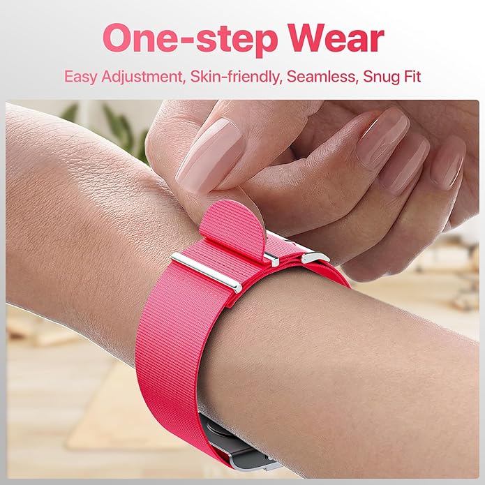3 Pack Nylon Replacement Strap Compatible with Hume Band - Breathable & Sweatproof Sport Loop for Hume Health Band - Metal Buckle & Loop Closure - Adjustable Wristband Strap for Fitness Tracker
