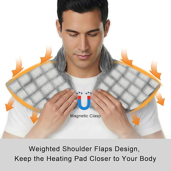 Full Weighted Heating Pad for Neck,Shoulder, Back Large 24"x38" Electric Heat Pads for Back Pain Relief with 12 Heat Setting and 8 Auto Shut Off, Stay on Function Hot Heated Pad