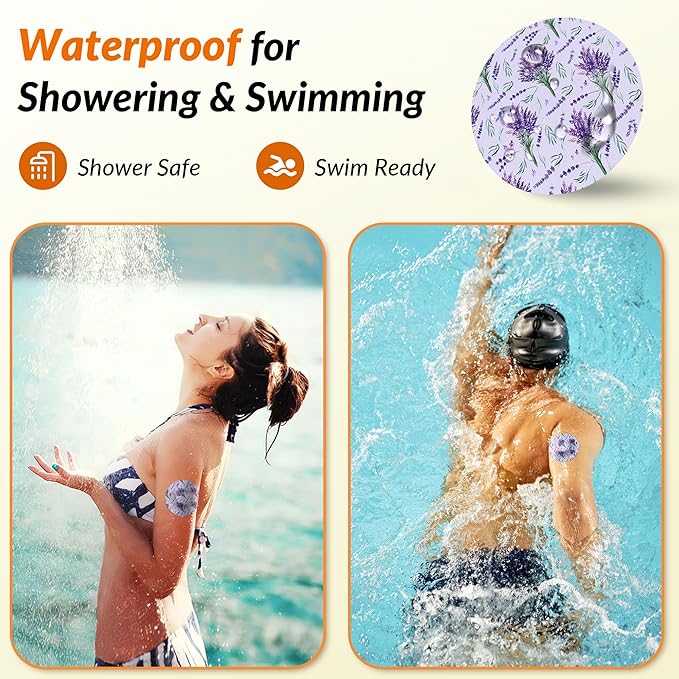 Libre 3 & Plus Sensor Covers Waterproof, Amolyfe 10 Pack Freestyle Libre 3 Sensor Covers, Bump-Proof with Hard Cap for Free Style Glucose Sensor, Easy-Peel Tab 14-Day Protection (Daisy)
