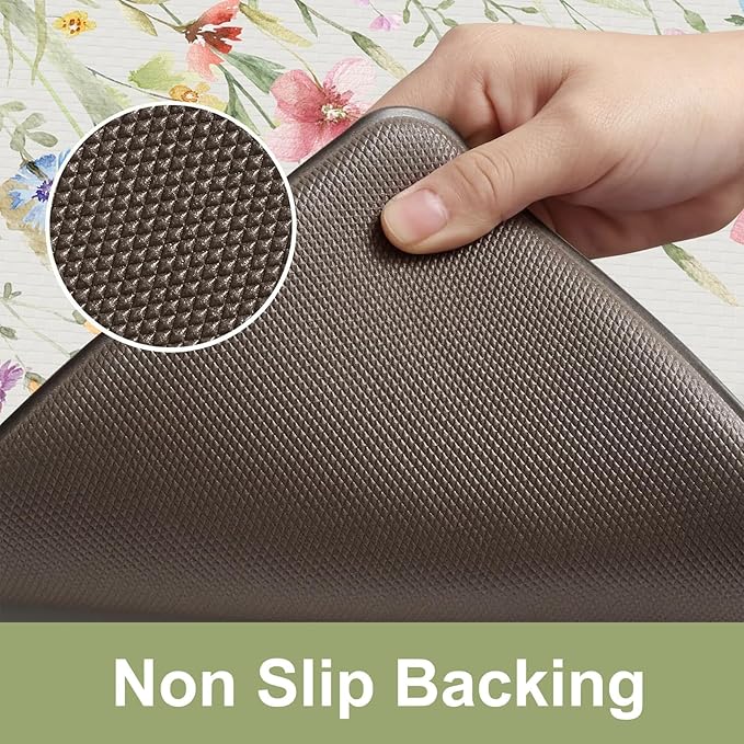 KIMODE Anti Fatigue Kitchen Mats for Floor, Half Moon Kitchen Rugs Sets of 2, 18"x28" Farmhouse Rugs for Kitchen Floor, Standing Desk Mats, Memory Foam Kitchen Floor Mats for Laundry Office Sink