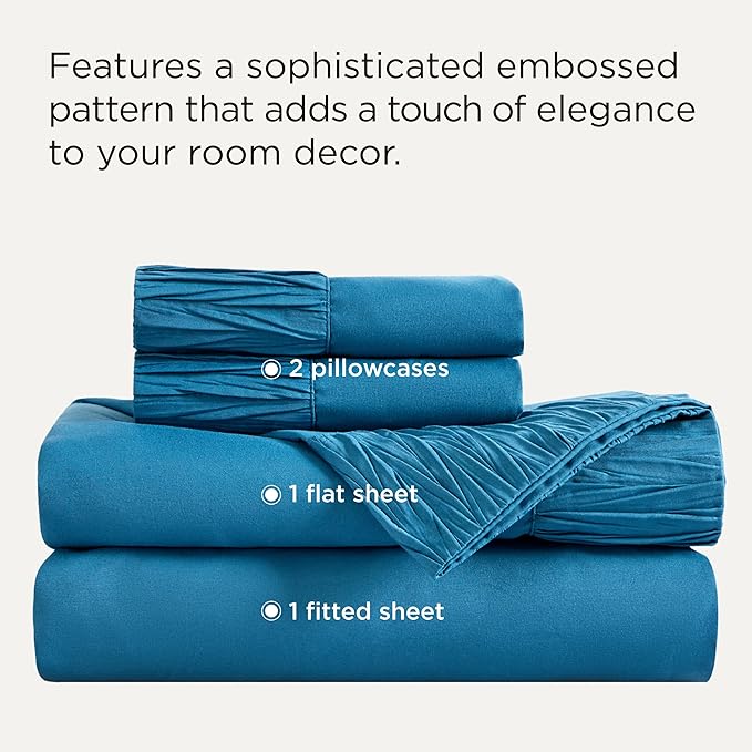 Bedsure Full Size Bed Sheets - 4 Pieces Soft Full Sheet Set - Breathable & Cooling - Hotel Luxury - Easy Care Polyester Microfiber Bedding for Women, Men, Teal Blue
