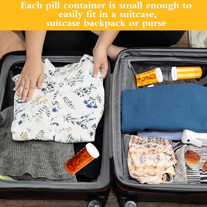 Empty Pill Bottles with Caps, Small Medicines Bottle Plastic Vials Easy Open Medication Vials Containers(6 DR)