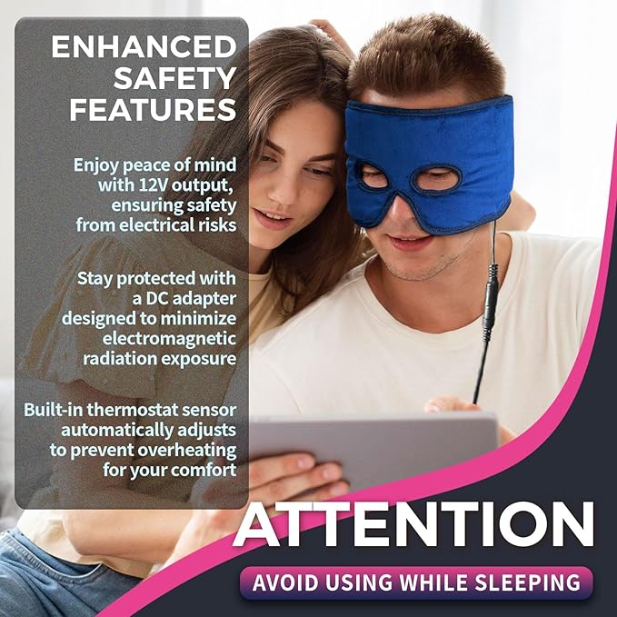 CREATRILL Heated Eye Mask for Sinus Pressure Relief, Migraine Headache Relief, Moist Heat Eye Compress, Face Heating Pad