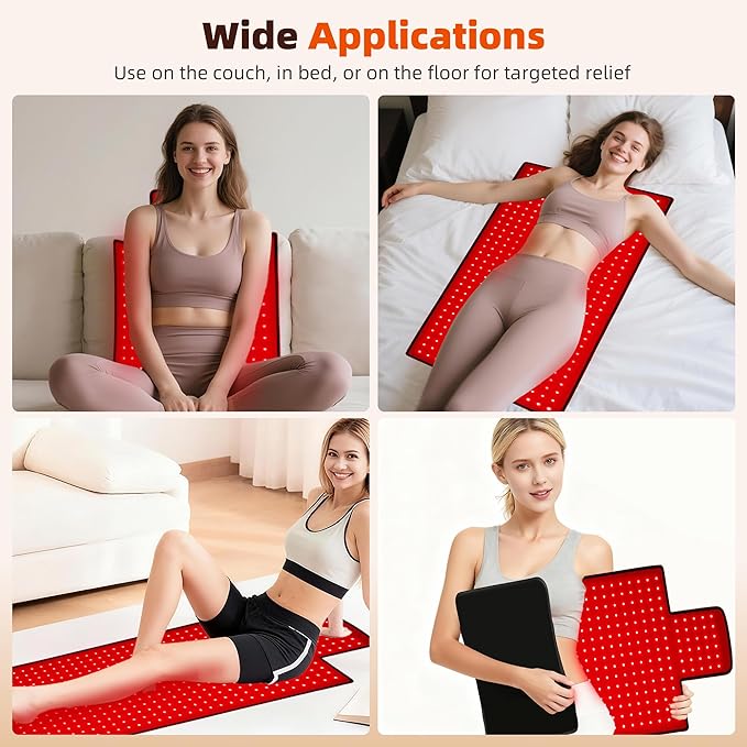 Red Light Therapy Mat for Body 42"x16", 480 LEDs Infrared Light Therapy Pad with Dual Wavelengths 660nm & 850nm for Back Shoulder Abdomen Area, Pulse Modes, Timer & Intensity Control