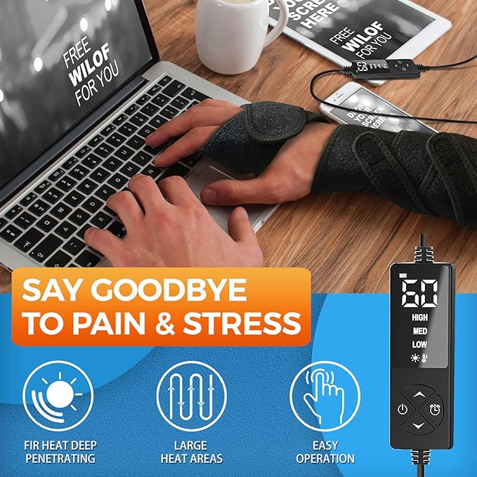 sticro Set of 2 Long Heating Pad for Hands/Arm/Ankle/Knee Pain Relief, Heated Wrap for Golfers Tennis Elbow, Carpal Tunnel, Knee Joint Arthritis Leg Ankle Plantar Fasciitis, Achilles Tendonitis