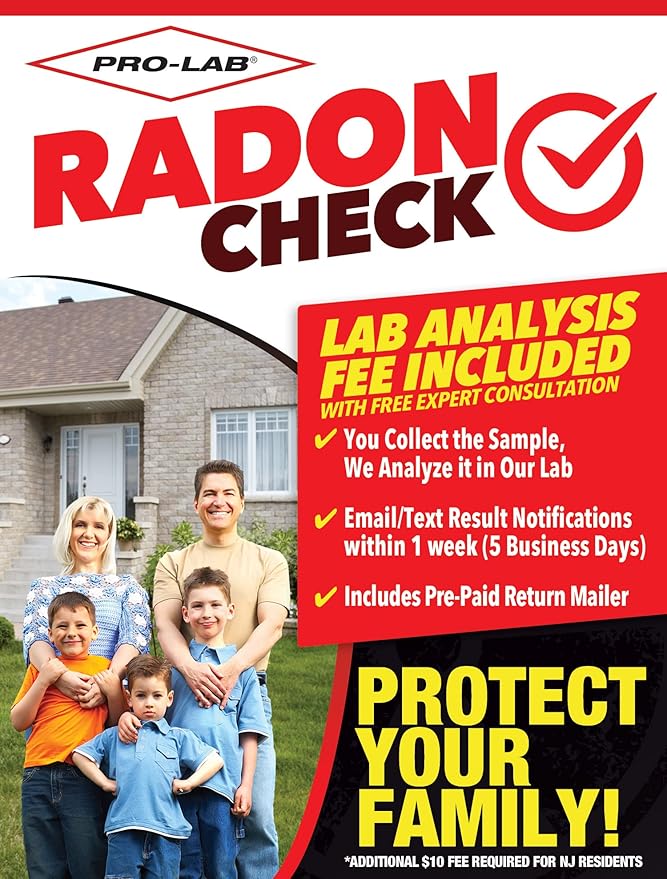 PRO-LAB Radon Test Kit for Home - EPA Approved Short-Term Radon Tester with 1 Detector - Lab Fee & Return Mailer Included - Quick & Reliable Radon Testing