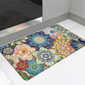Floral Kitchen Rug Mat for Floor Boho Cushioned Anti-Fatigue Mat Non-Slip Standing Desk Waterproof Comfort Floor Mat for Sink, Office, Laundry, 17.3x39 Inch