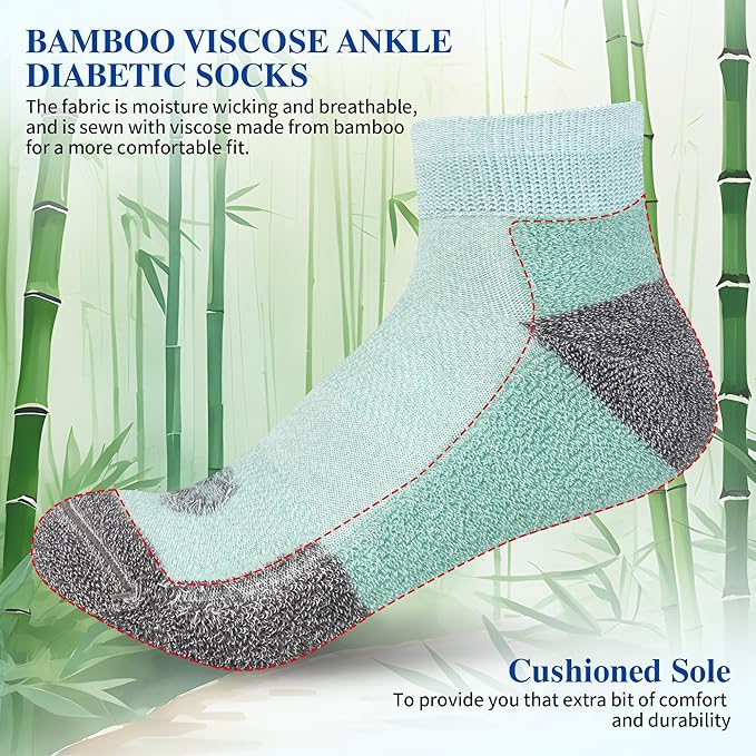 Diabetic Socks for Men,6 Pairs Ankle Mens Diabetic Socks,Diabetic Neuropathy Socks for Men Size 9-11/10-13/13-15.