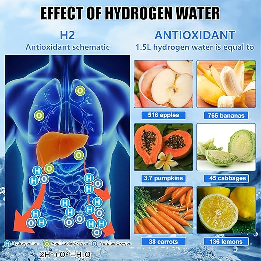 Hydrogen Water Bottle, Hydrogen Rich Water Generator, Rechargeable Portable Glass Hydrogen Water Ionizer Machine with SPE and PEM Technology, for Daily Office Home Travel and Fitness Drinking
