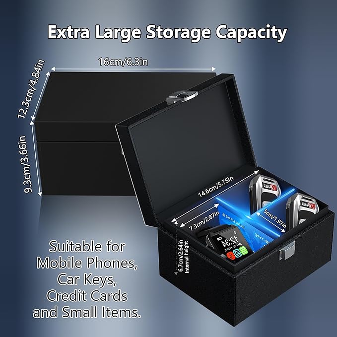 Faraday Box with Faraday Bags for Car Keys, Faraday Key Fob Protector, Faraday Cage Key Fob Signal Blocker, Signal Blocking Box for Car Keys