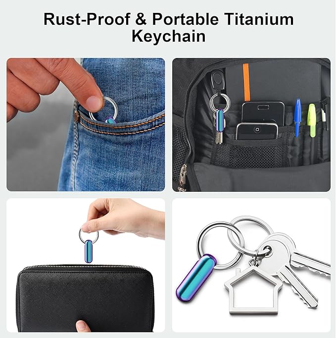 Small Pill Case Keychain Portable Pill Container Waterproof Titanium Pocket Pill Organizer, Tiny Pill Holder Bottle for Travel