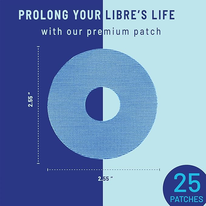 RightCare CGM Adhesive Patches Pre-Cut for Freestyle Libre 2 & 3, and Lingo, Waterproof Adhesive Medical Tape, Uncovered Circle Protective Patches, Multicolor Assortment, Bag of 25