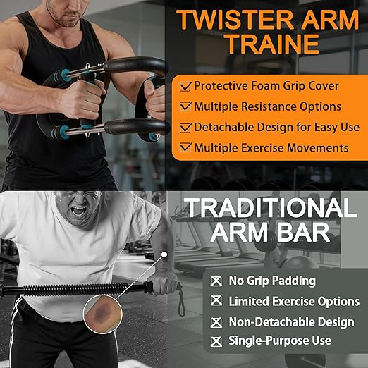 Twister Arm Trainer, 40-100lb Adjustable Chest Workout, Portable Resistance Power Twister for Home & Travel