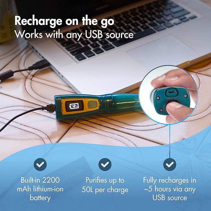 Katadyn Steripen Ultra Portable UV Water Purifier – Rechargeable 2200mAh Battery, Eliminates 99.99% Microorganisms, Fast Water Treatment for Hiking, Camping & Travel
