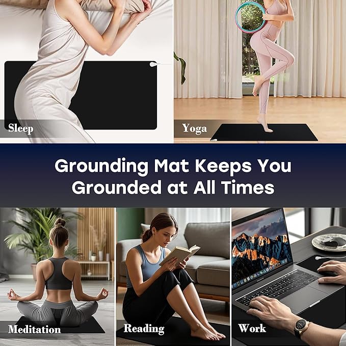 Grounding Mat, Earth Grounding Pad with Conductivity Test Pen & 15ft Grounding Cord, Grounding Mats for Pain Relief, Relaxation & Stress Relief, Indoor Grounding pad (24x16.1in)