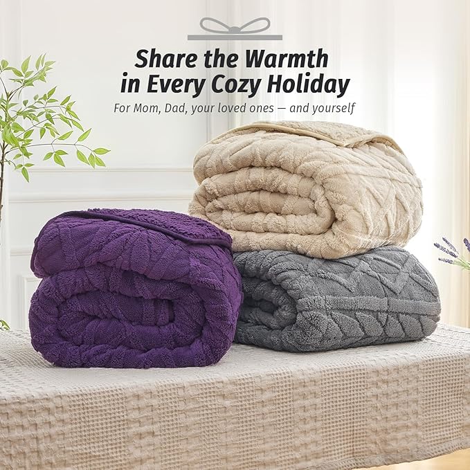 Wemore Jacquard Fleece Weighted Blanket Twin Size 48" x 72" 15lbs, Ultra Soft Cozy Sherpa Weighted Blankets for Adults, Ultra Fuzzy Heavy Blanket, Fluffy Warm Throw for Winter, Light Grey