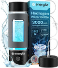 Hydrogen Water Bottle | Large 16.2 oz (480 ml) Hydrogen Water Bottle Generator 3000ppb | Hydrogenator Machine | SPE/PEM Hydrogenated Ionizer Generator (Black w/Gray)