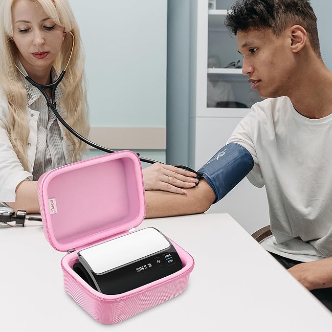 BOVKE Carrying Case for OMRON Evolv Bluetooth Wireless Upper Arm Blood Pressure Monitor, BP7000 One-Piece Design Portable OMRON BP Monitor Storage Bag, Pink