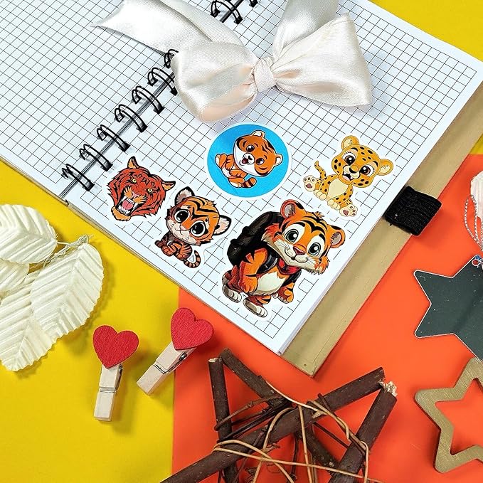 BulbaCraft 100Pcs Tiger Stickers, Tiger Gifts for Girls and Boys, Gifts for Women & Men