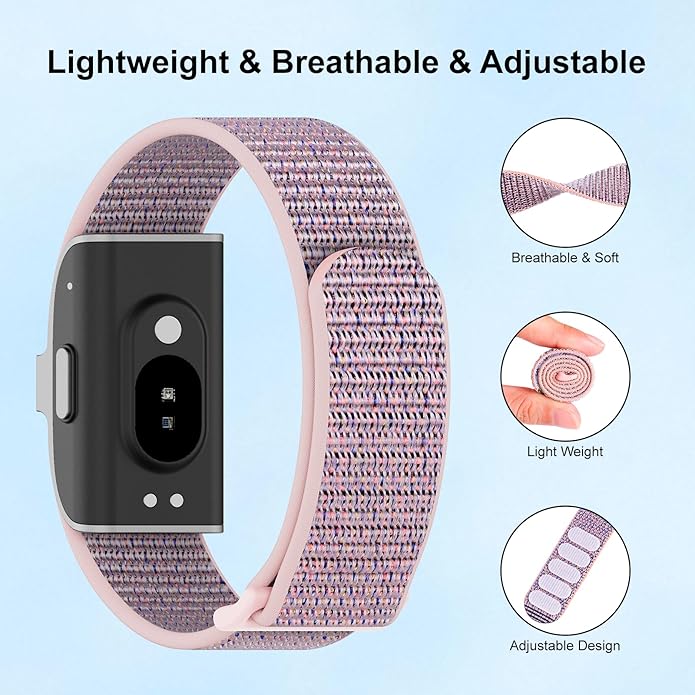 2 Pack Nylon Loop Sport Replacement Strap Compatible with Hume Band,Adjustable Soft Bands for Women Men,Breathable Lightweight Wristband for Fitness Tracker